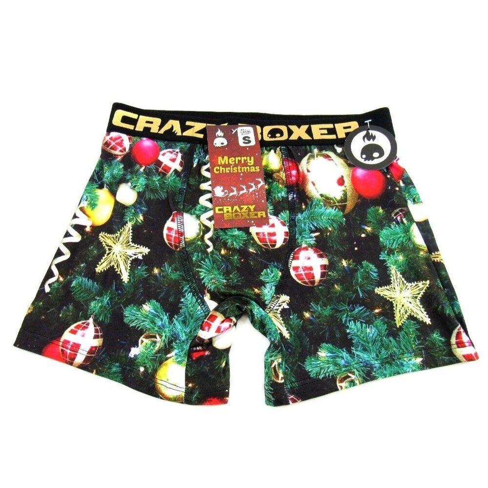 Crazy Boxer Mens Christmas Tree Ornaments Boxer Briefs Small (28-30) New